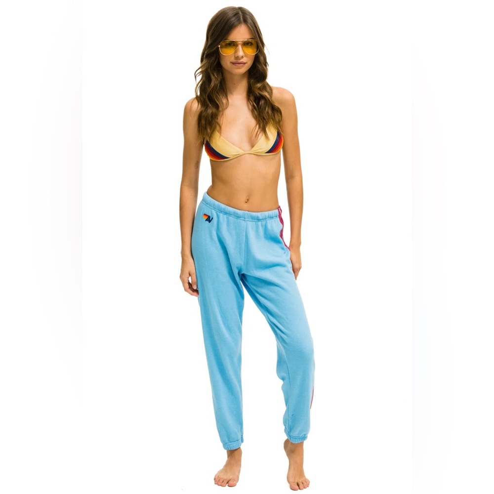 NWT Aviator Nation 5 Stripe Sweatpants in Sky / Rainbow